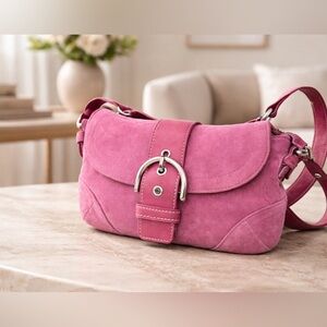Coach Pink Suede Shoulder Bag